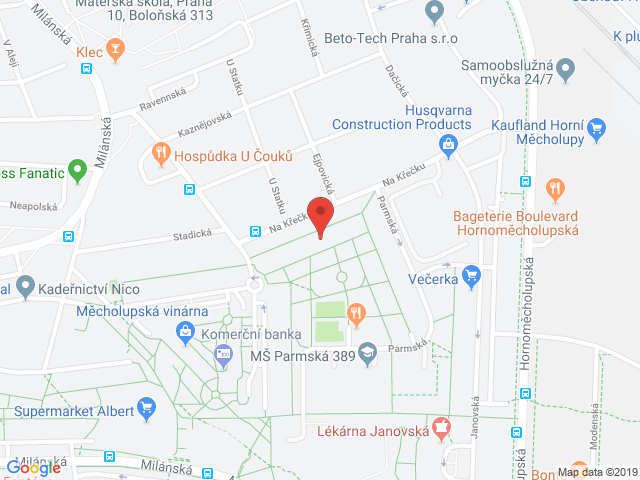 Google map: Na Křečku 346, Praha 15 - Horní Měcholupy